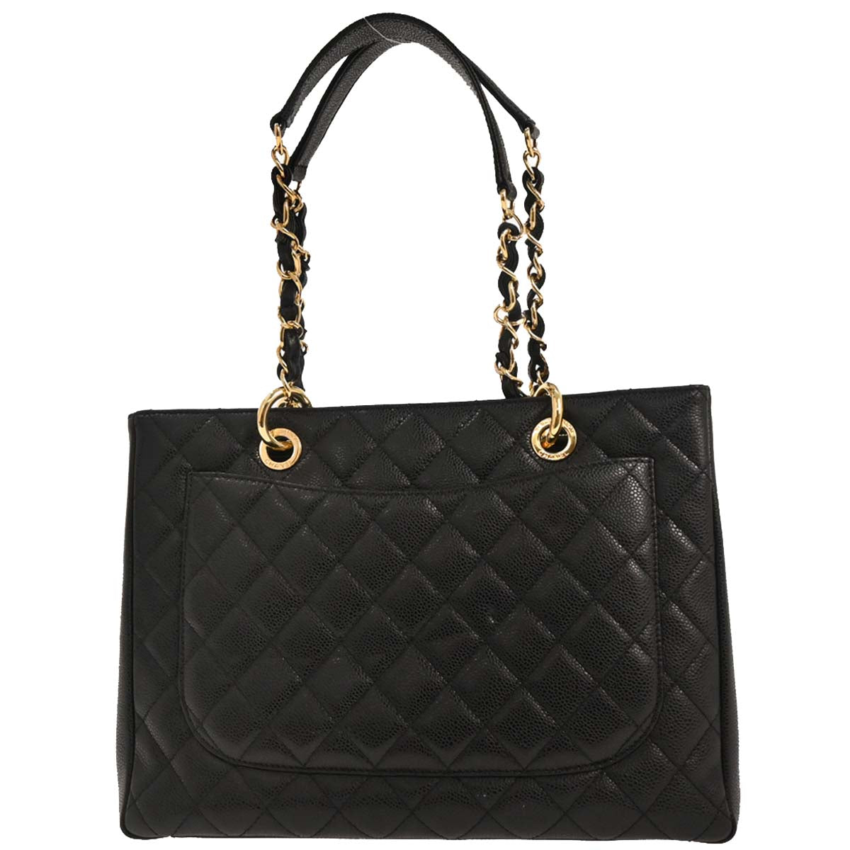 Chanel Black Caviar Grand Shopping Tote GST Chain Handbag