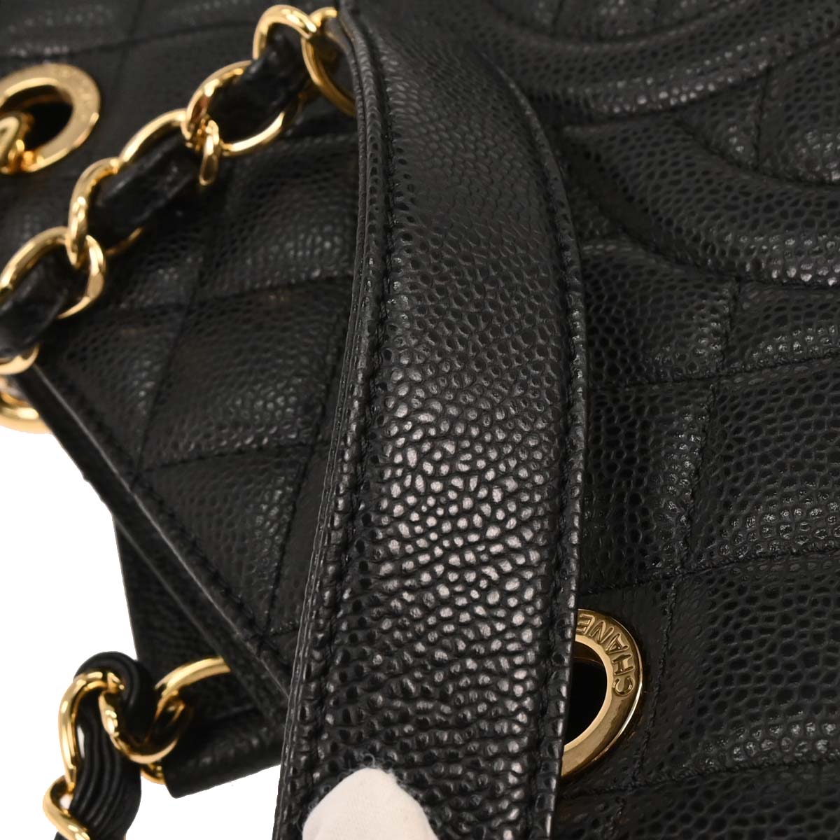 Chanel Black Caviar Grand Shopping Tote GST Chain Handbag