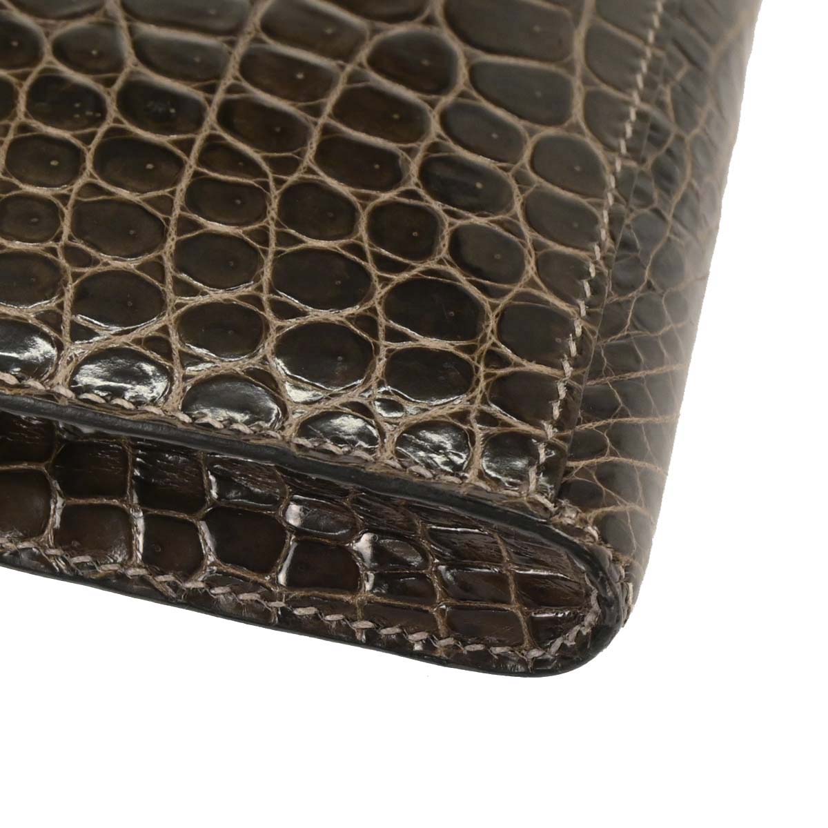 Hermes * Gris Elephant Porosus Kelly Cut Clutch Handbag