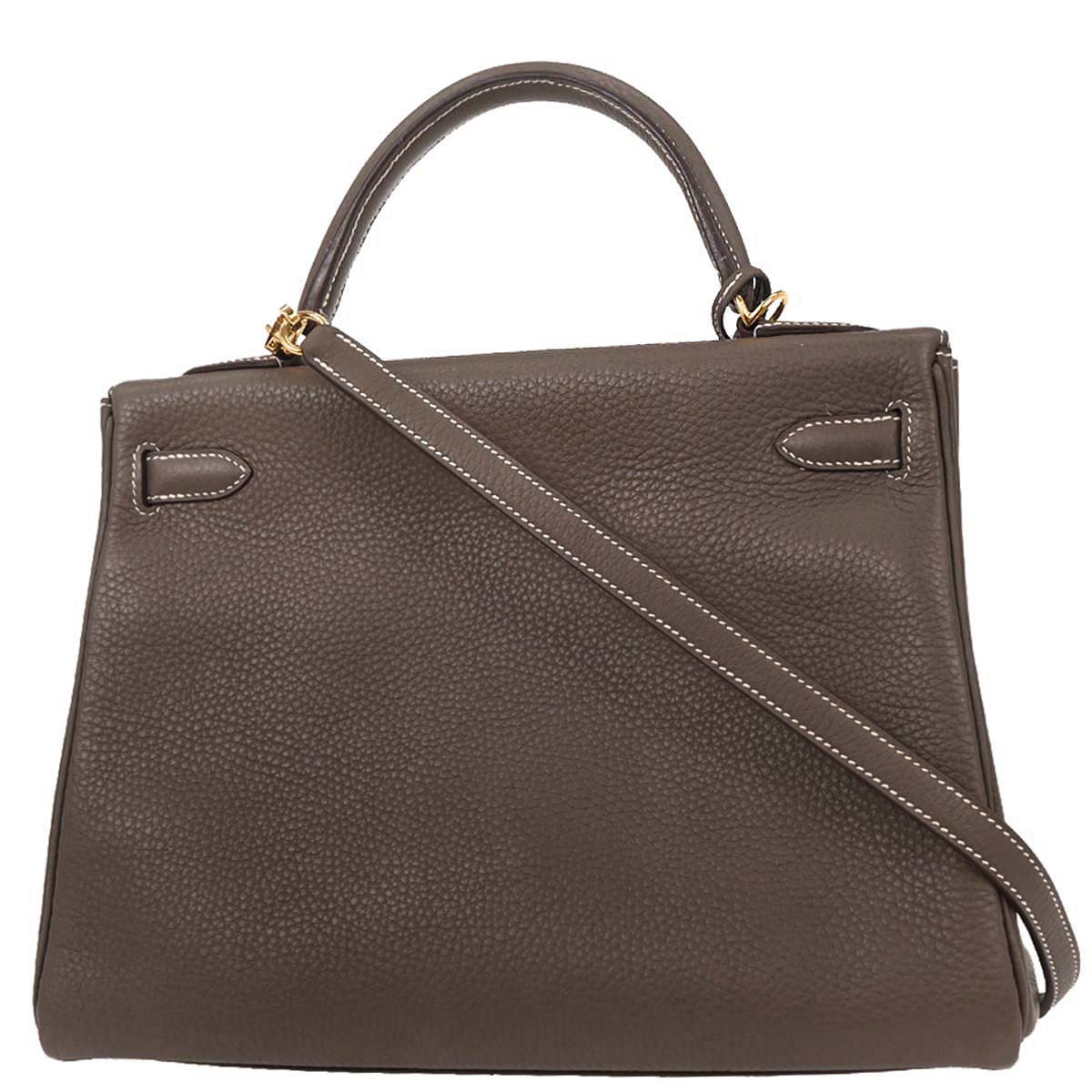 Hermes Etoupe Taurillon Clemence Kelly 32 Retourne 2way Shoulder Handbag