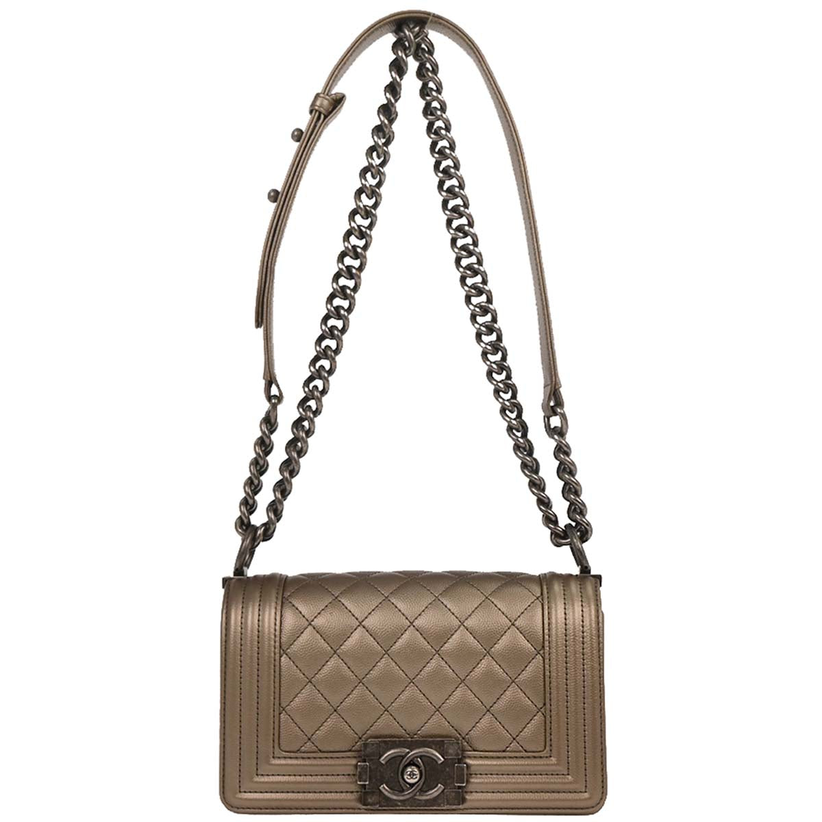 Boy Chanel Gold Caviar Small Chain Shoulder Bag