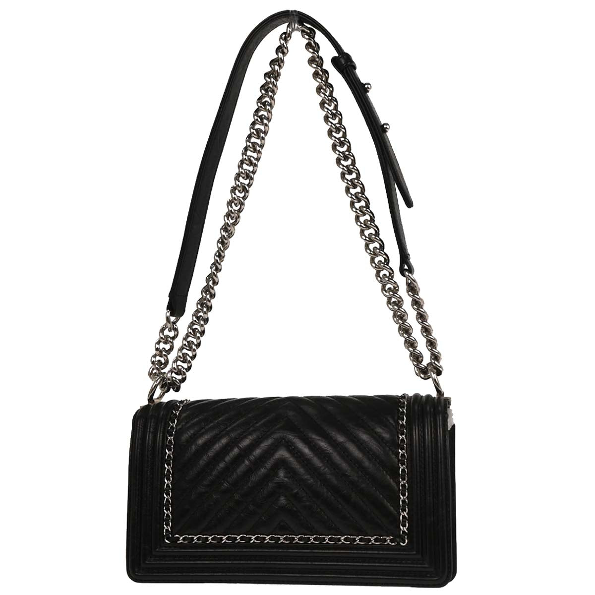 Boy Chanel Black Calfskin Chevron Medium Shoulder Bag