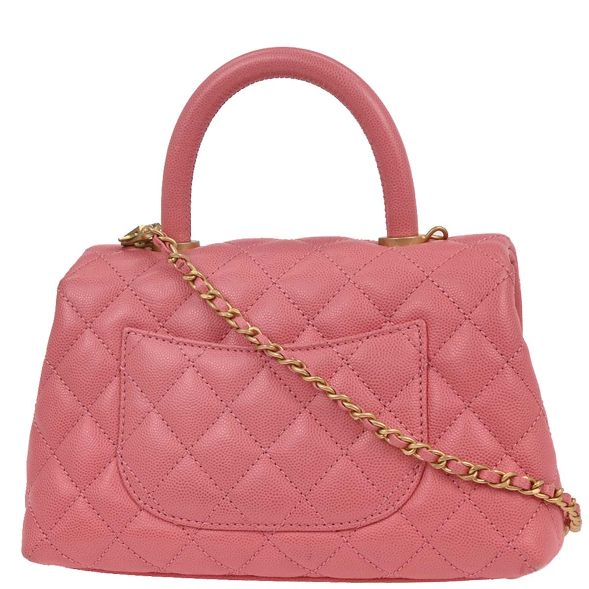 Chanel 2019 Pink Caviar Coco Handle XS 2way Shoulder Handbag