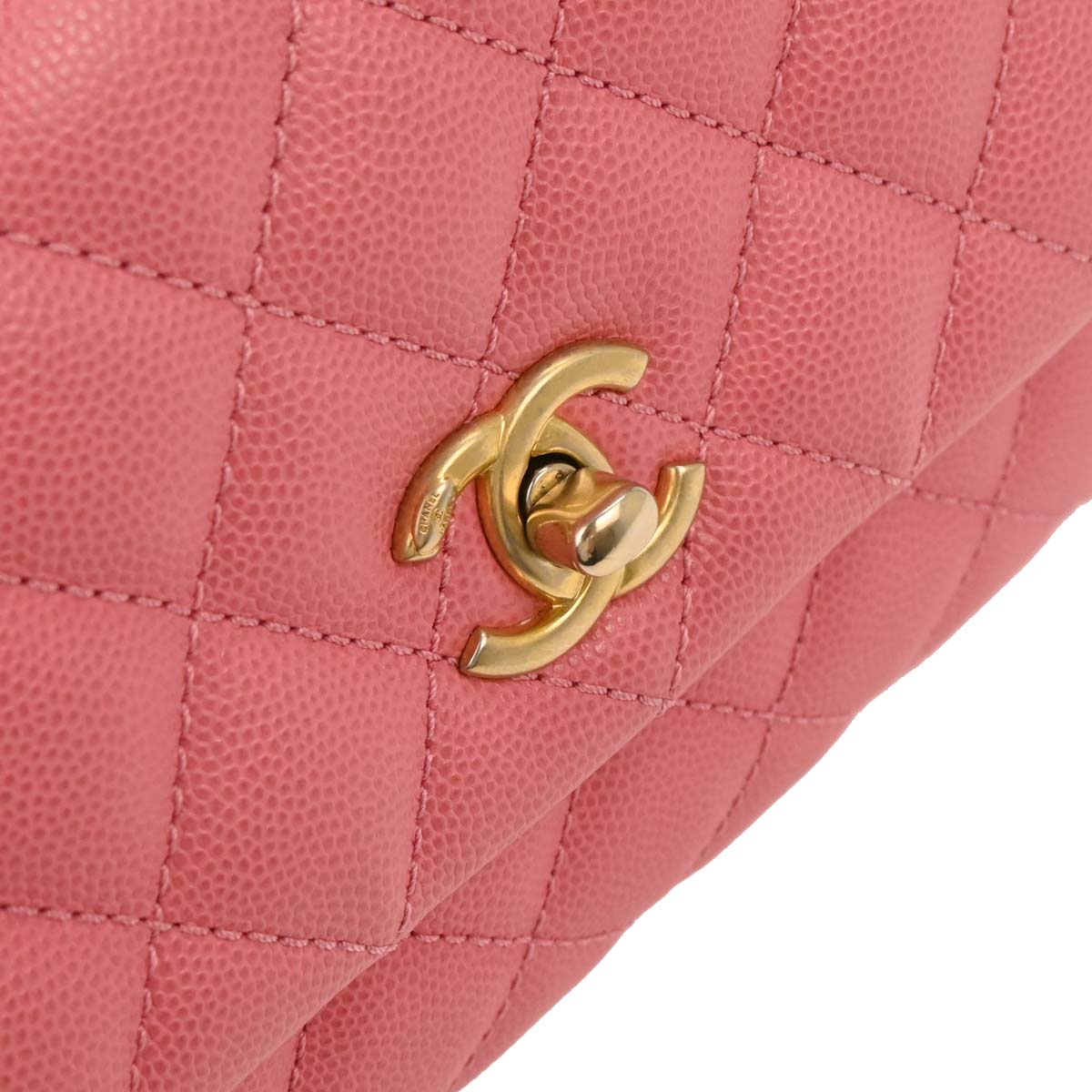 Chanel 2019 Pink Caviar Coco Handle XS 2way Shoulder Handbag