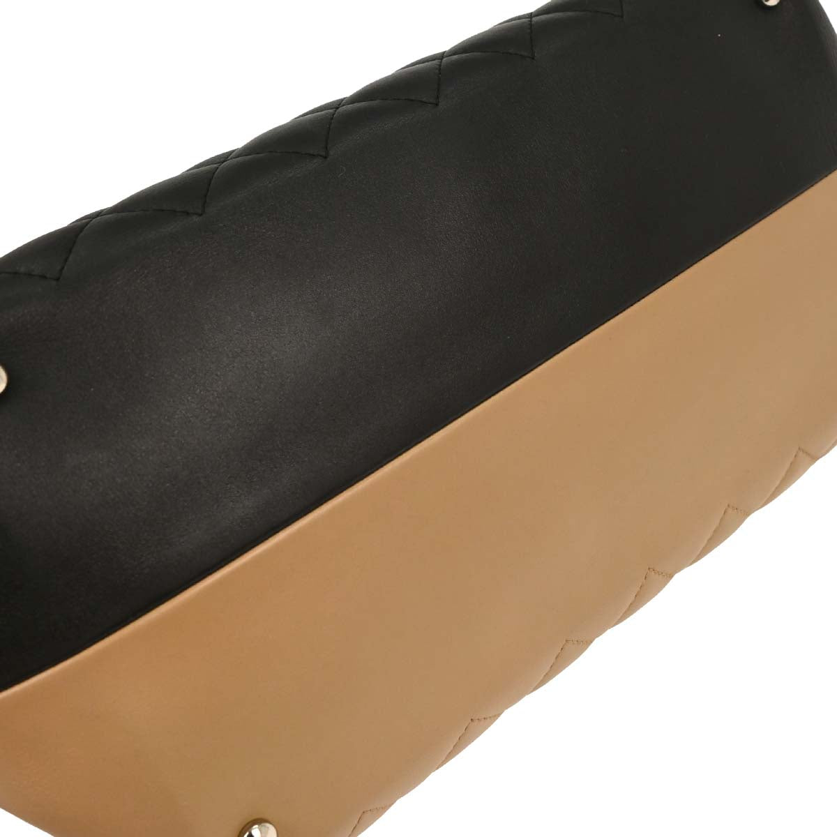 Chanel 2016-2017 Black Beige Calfskin Featherweight Bowling Bag