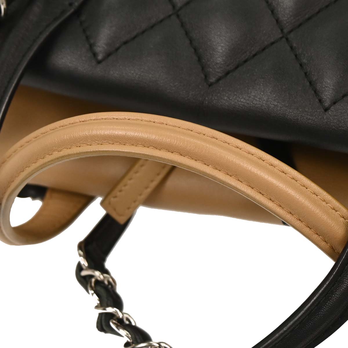 Chanel 2016-2017 Black Beige Calfskin Featherweight Bowling Bag