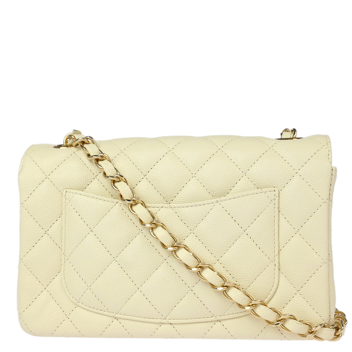 Chanel White Caviar Single Flap Shoulder Bag