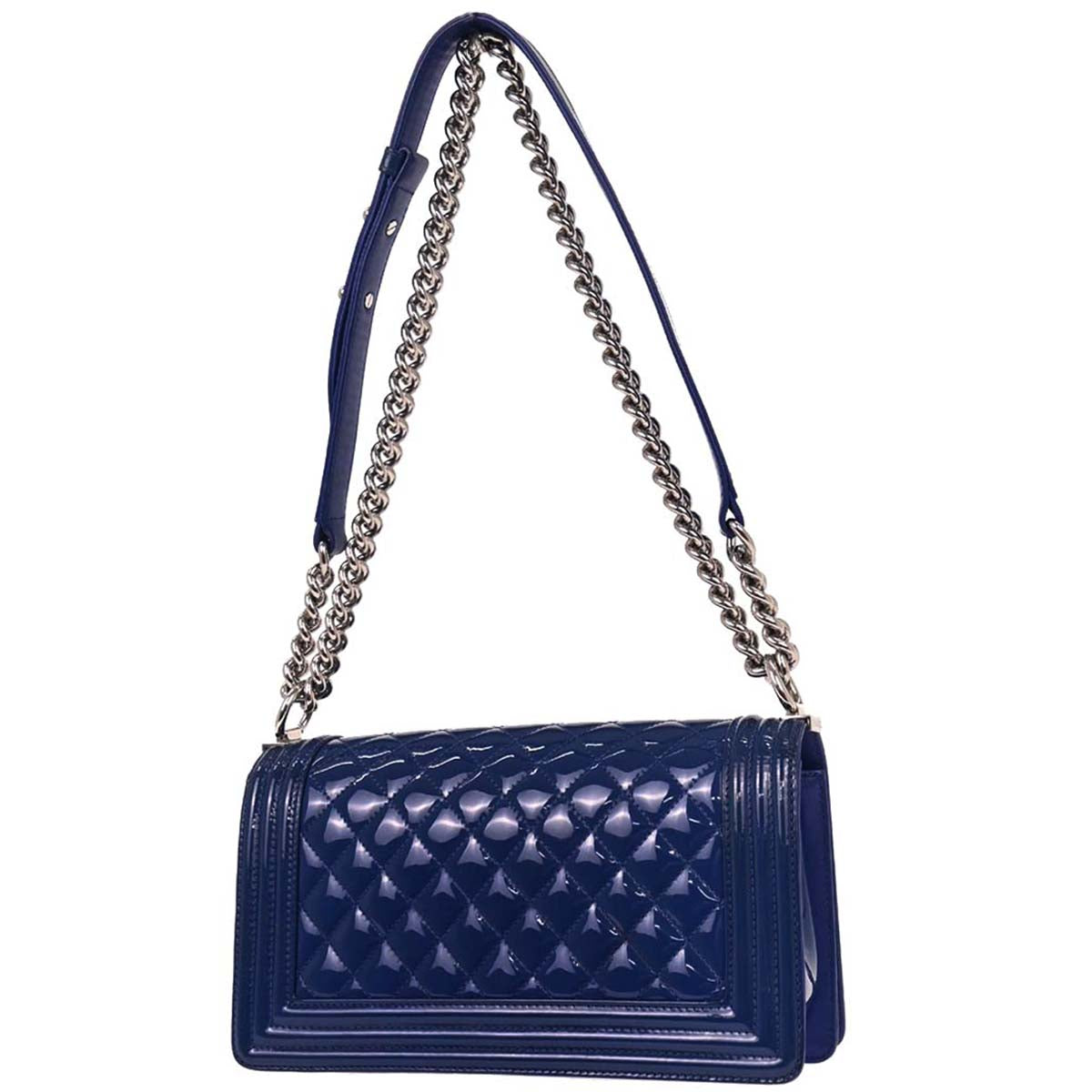 Boy Chanel 2014-2015 Blue Patent Leather Medium Shoulder Bag