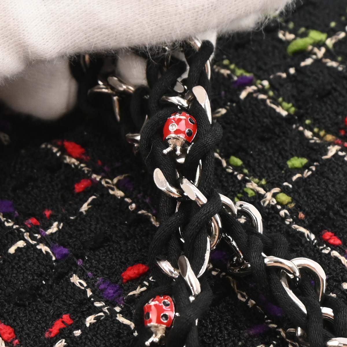 Chanel Black Tweed Ladybug Shoulder Bag