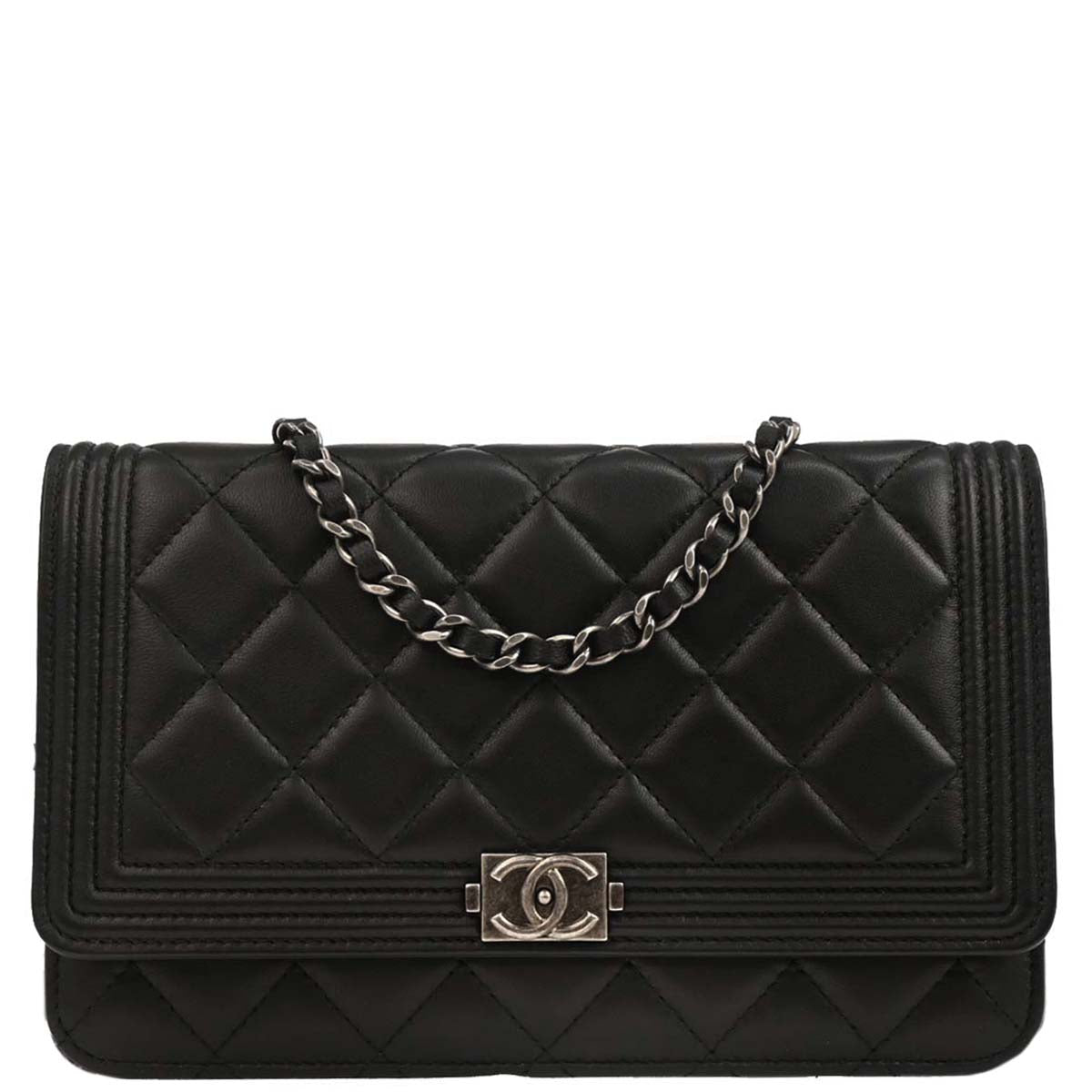 Boy Chanel Black Lambskin Small WOC Wallet On Chain