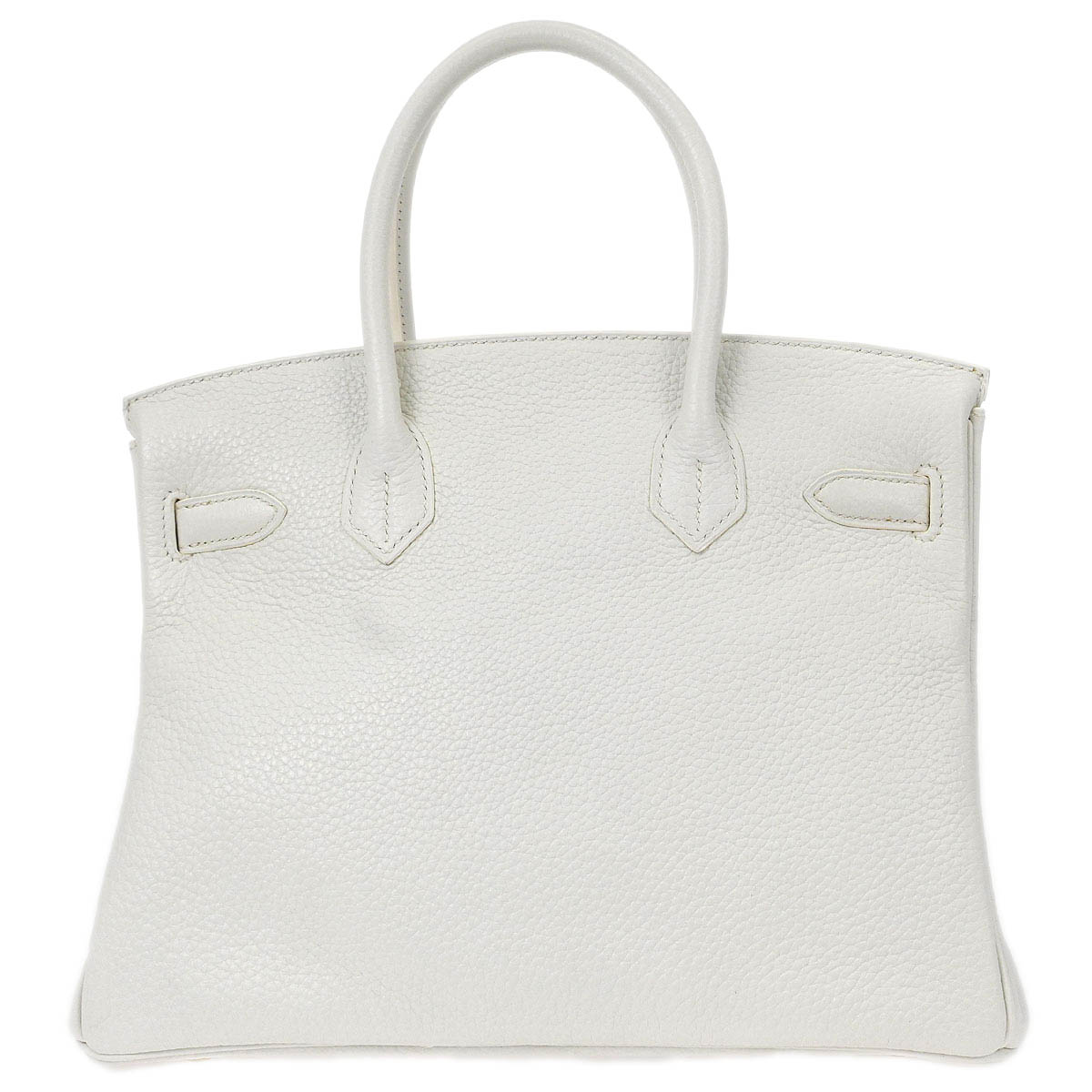 Hermes White Taurillon Clemence Birkin 30 Handbag