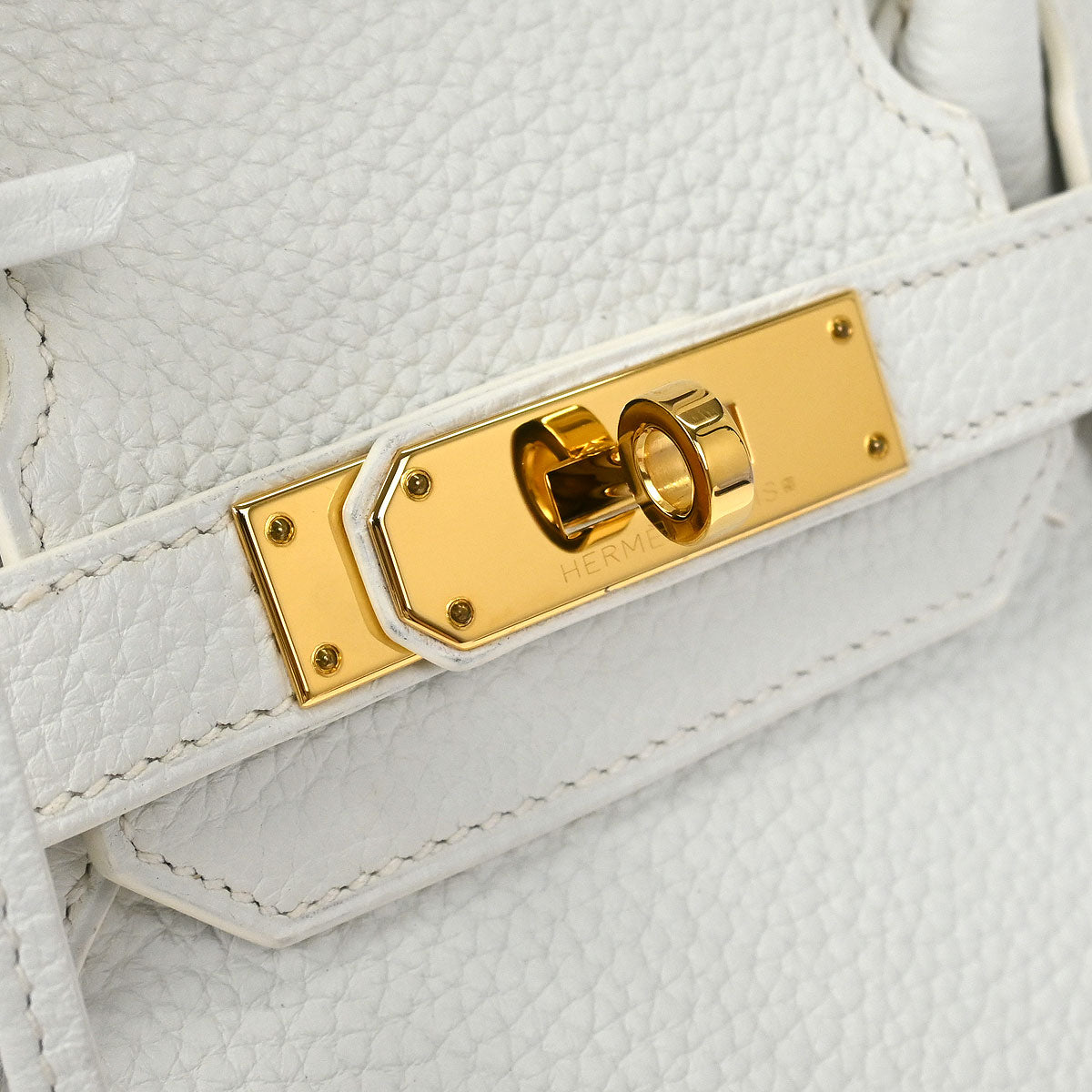 Hermes White Taurillon Clemence Birkin 30 Handbag