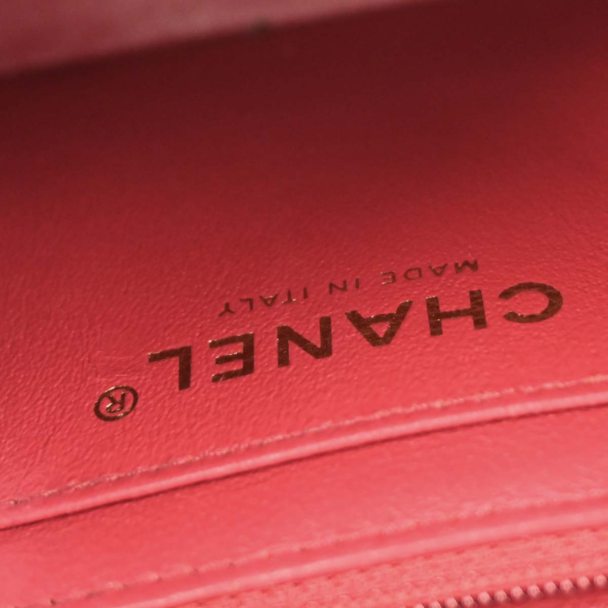 Chanel Red Caviar Chevron Mini Classic Square Flap Bag