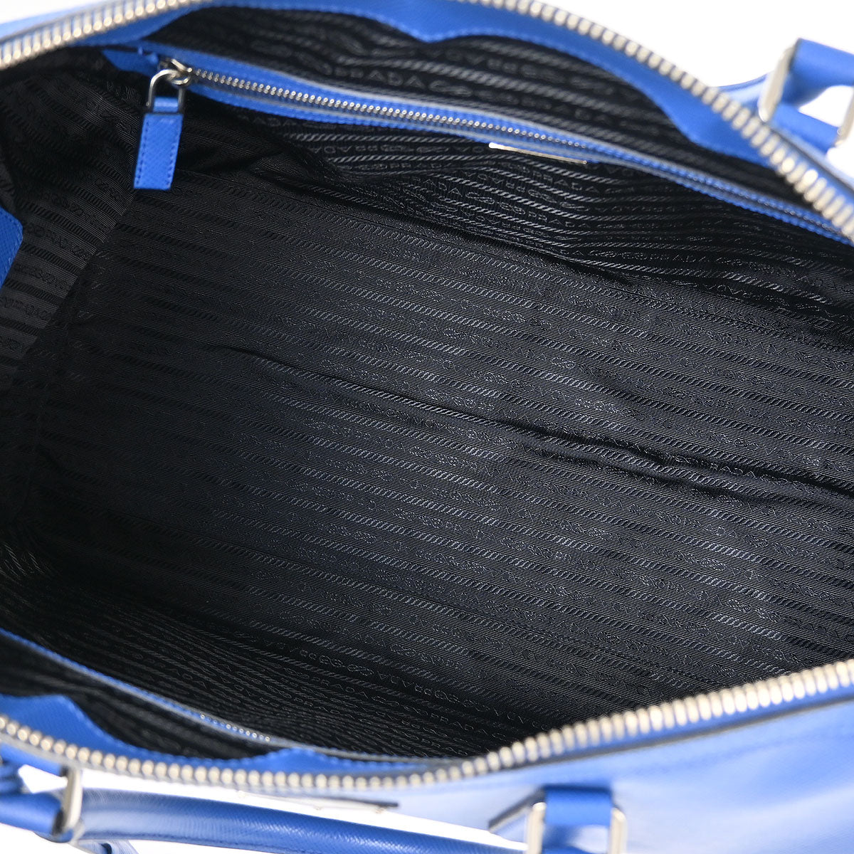 Prada Blue Leather Travel Duffle 2way Shoulder Handbag
