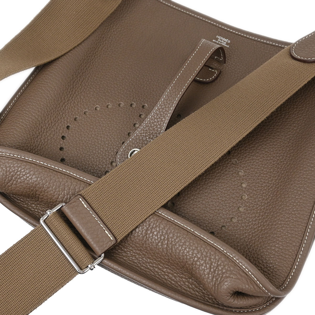 Hermes Etoupe Taurillon Clemence Evelyne 3 29 PM Shoulder Bag