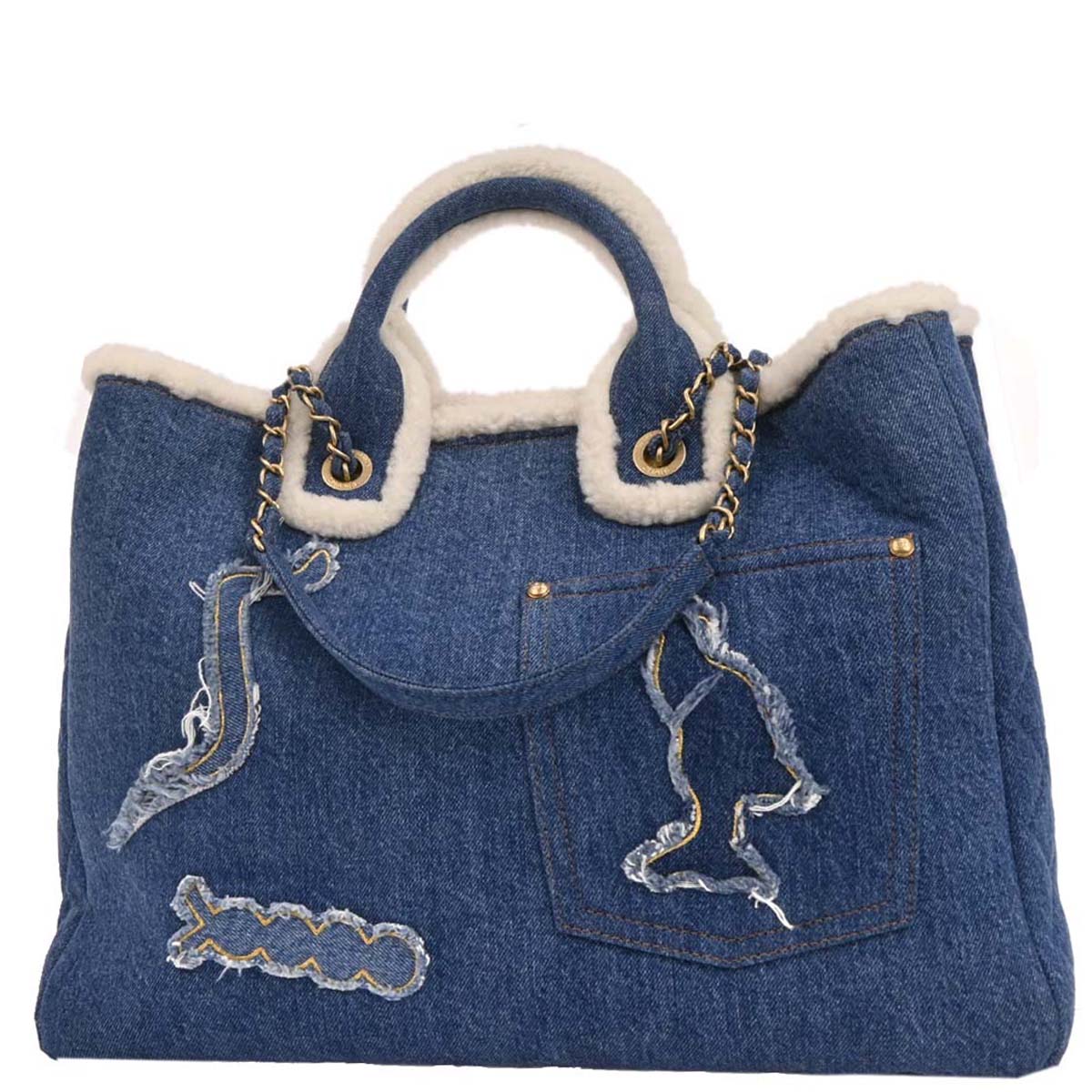 Chanel Blue Denim Medium Deauville 2way Shoulder Tote Bag