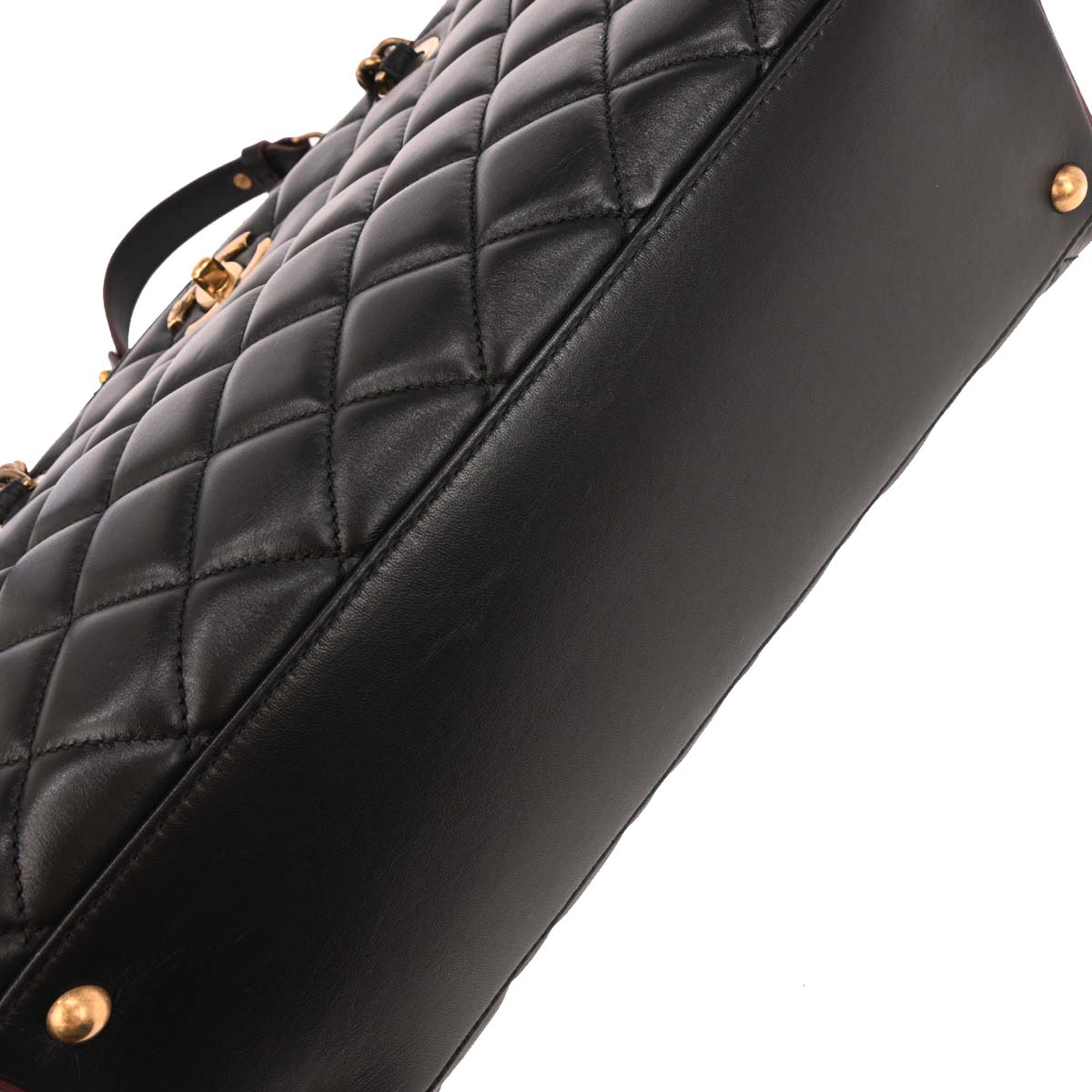 Chanel 2012-2013 Black Lambskin Tote Chain Handbag