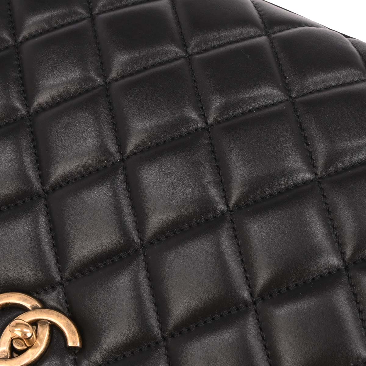 Chanel 2012-2013 Black Lambskin Tote Chain Handbag