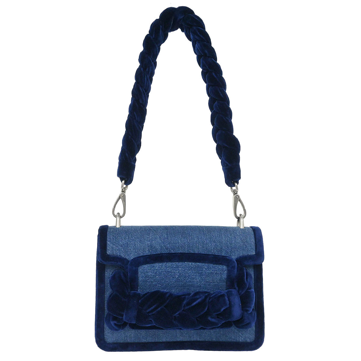 Miu Miu Blue Denim Velvet Shoulder Bag
