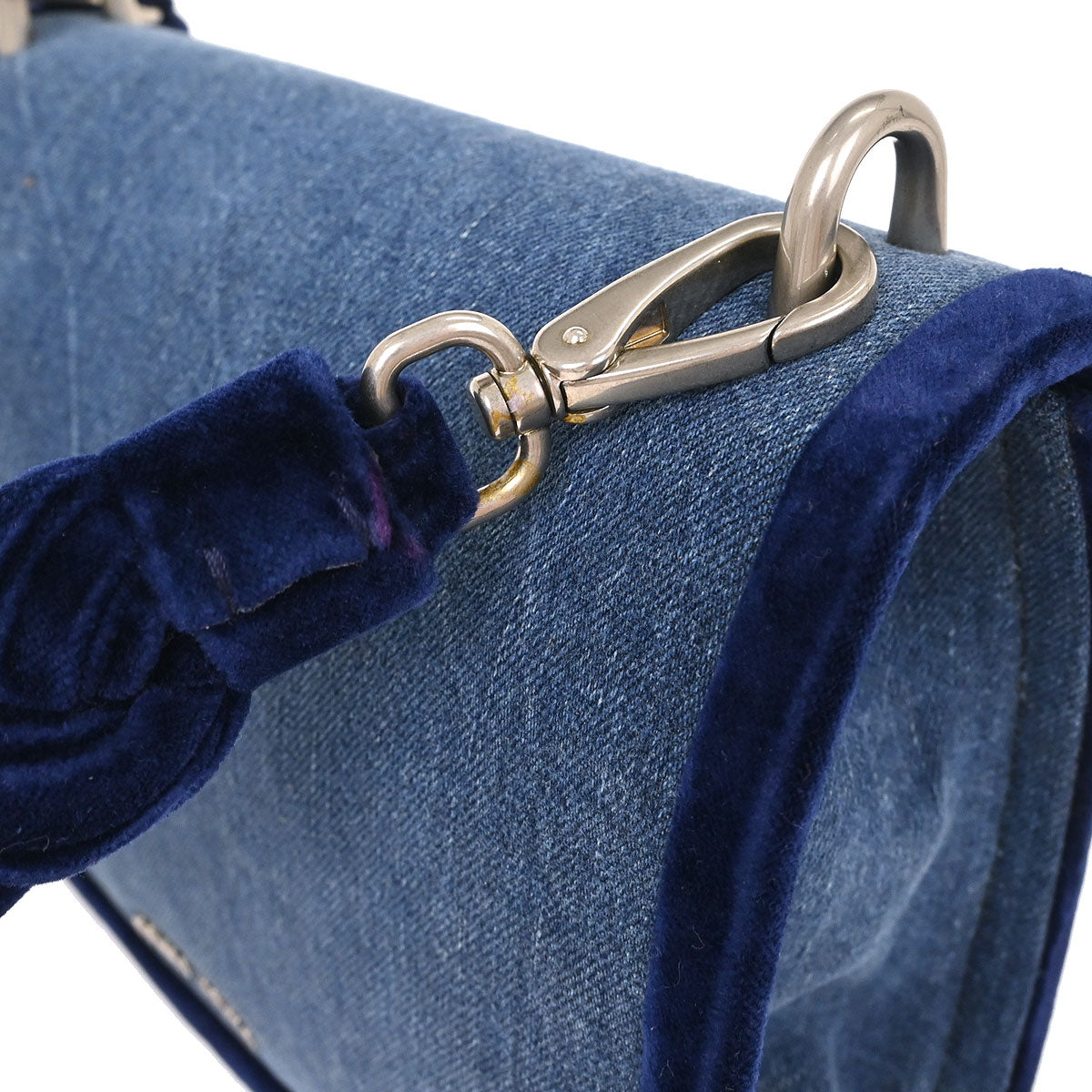 Miu Miu Blue Denim Velvet Shoulder Bag