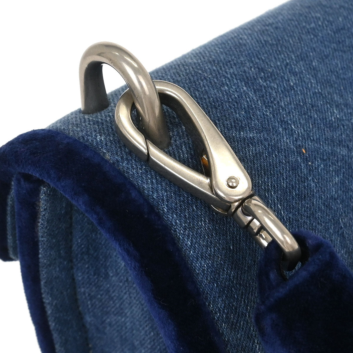 Miu Miu Blue Denim Velvet Shoulder Bag