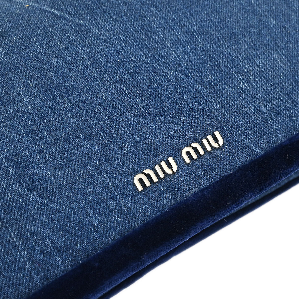 Miu Miu Blue Denim Velvet Shoulder Bag