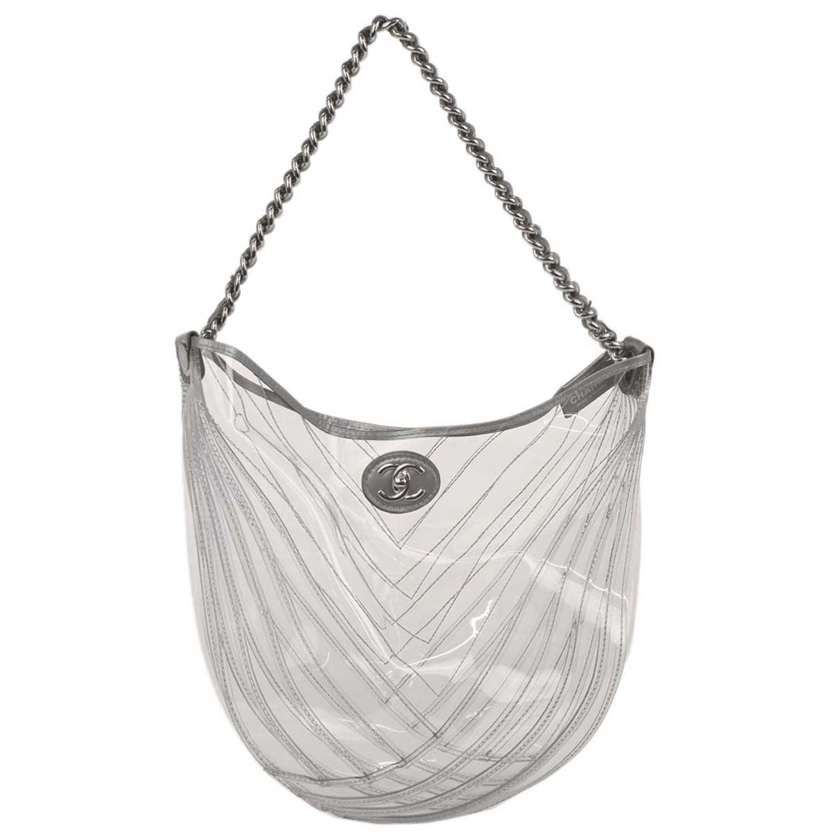 Chanel 2018 Clear PVC Chevron Tote Handbag