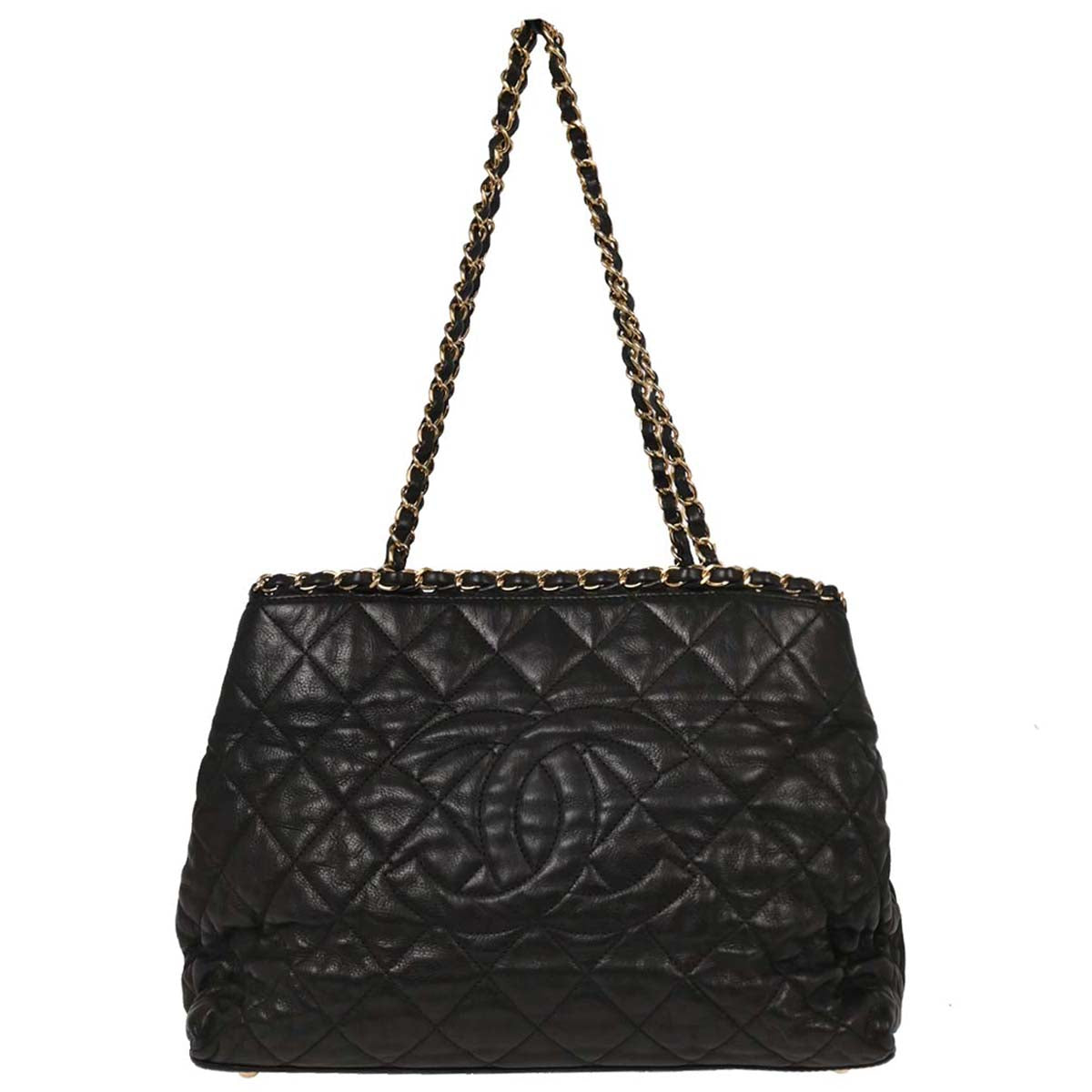 Chanel Black Caviar Tote Chain Me Handbag