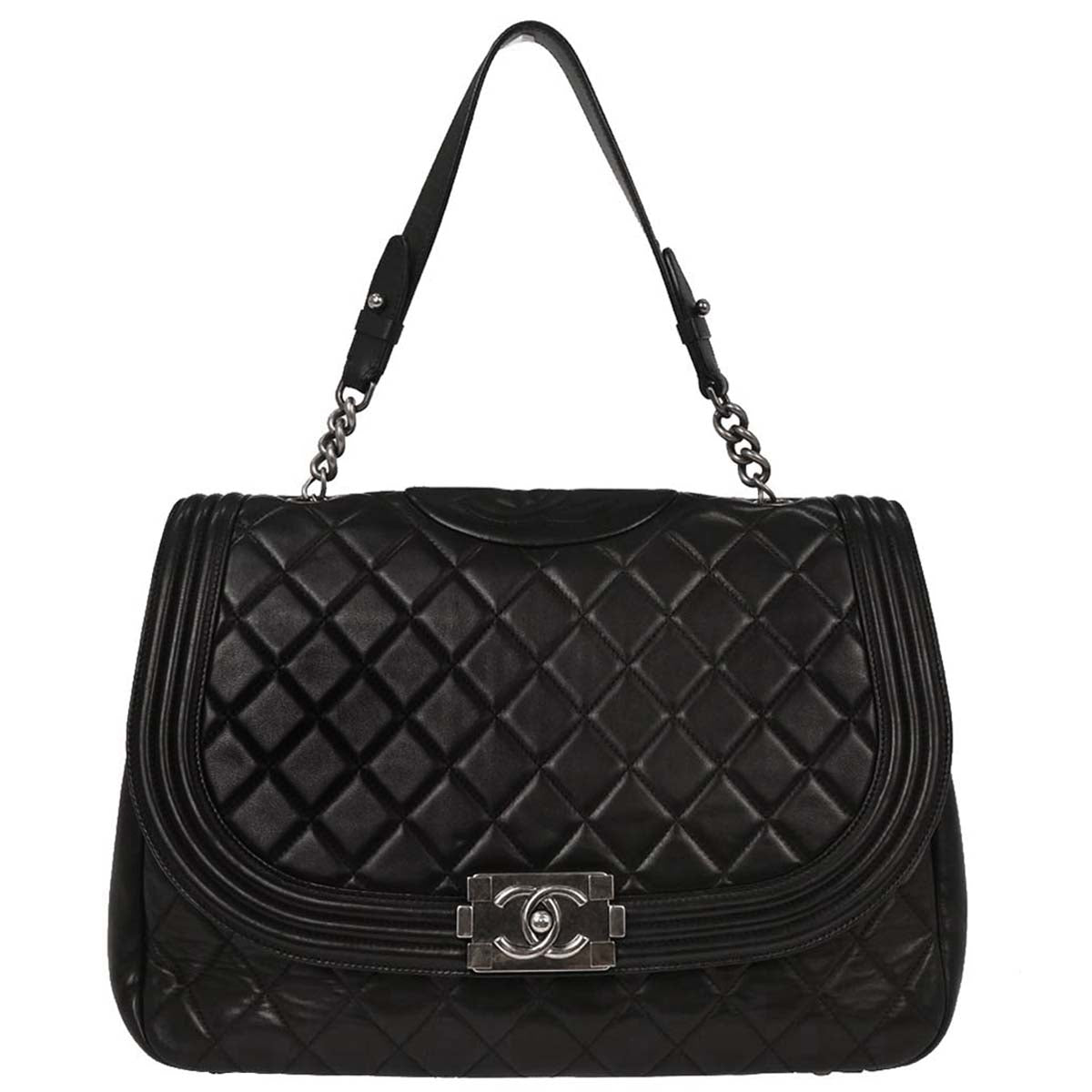 Chanel Black Lambskin Antik Boy Flap Handbag