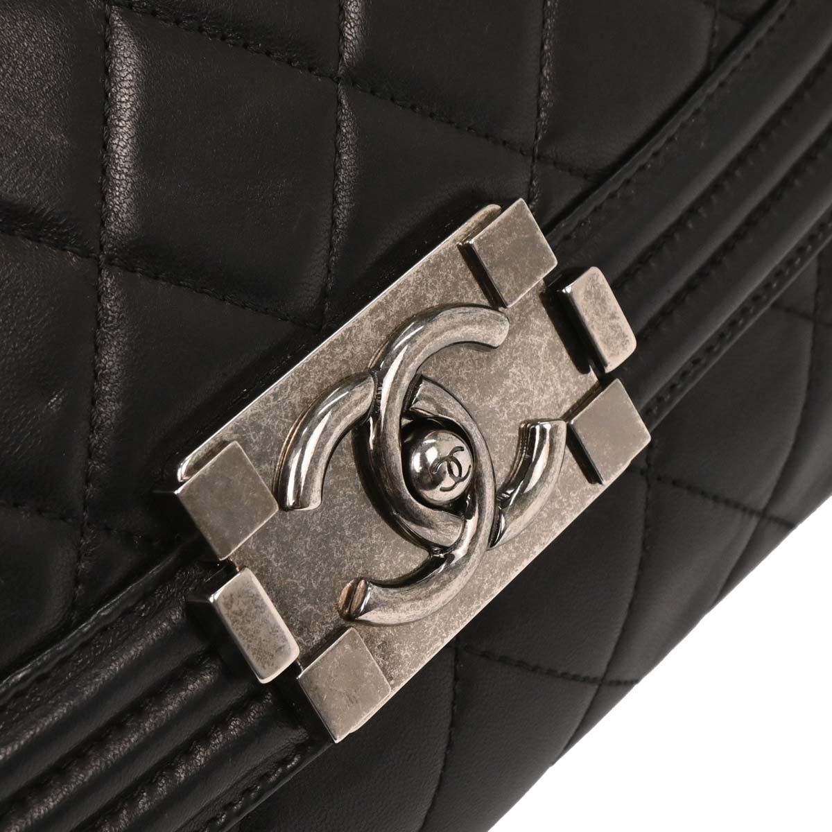 Chanel Black Lambskin Antik Boy Flap Handbag