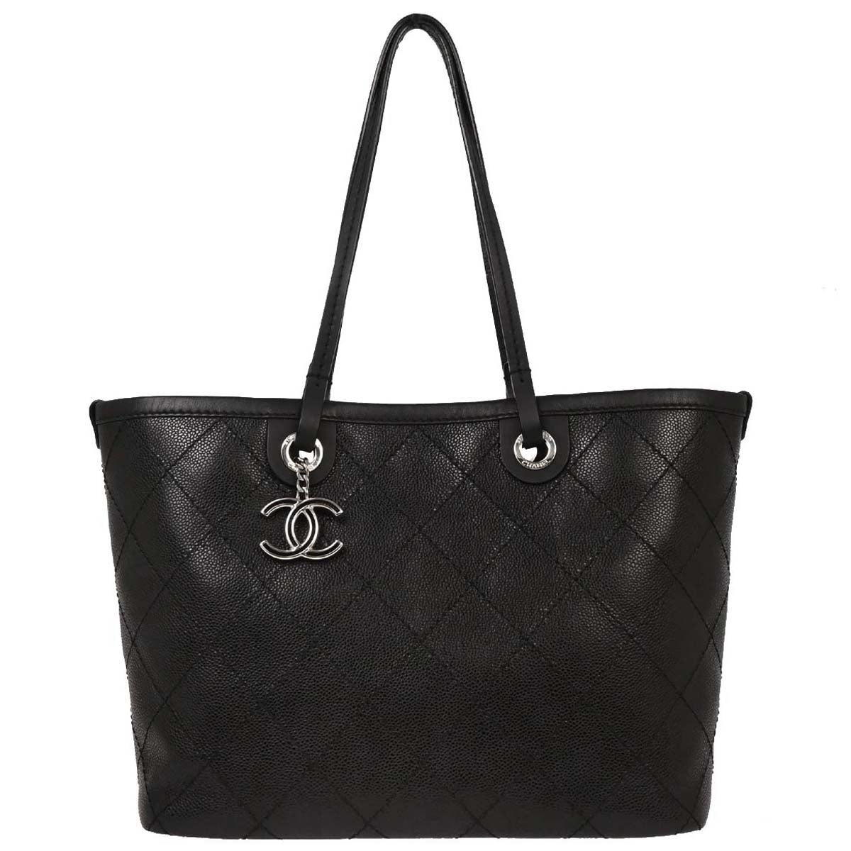 Chanel 2014-2015 Black Caviar Shopping Fever Tote Handbag