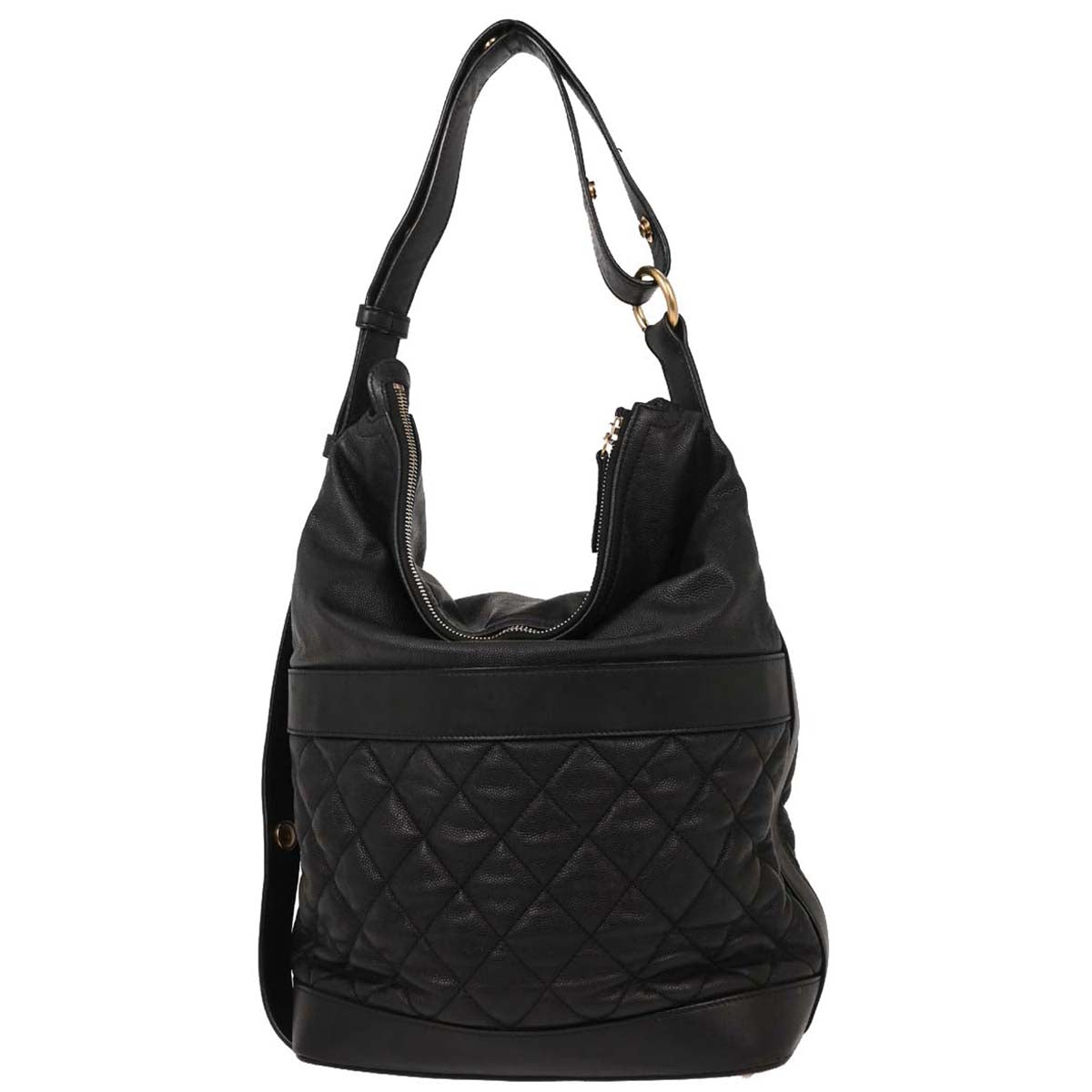 Chanel 2018-2019 Black Caviar Hobo Handbag