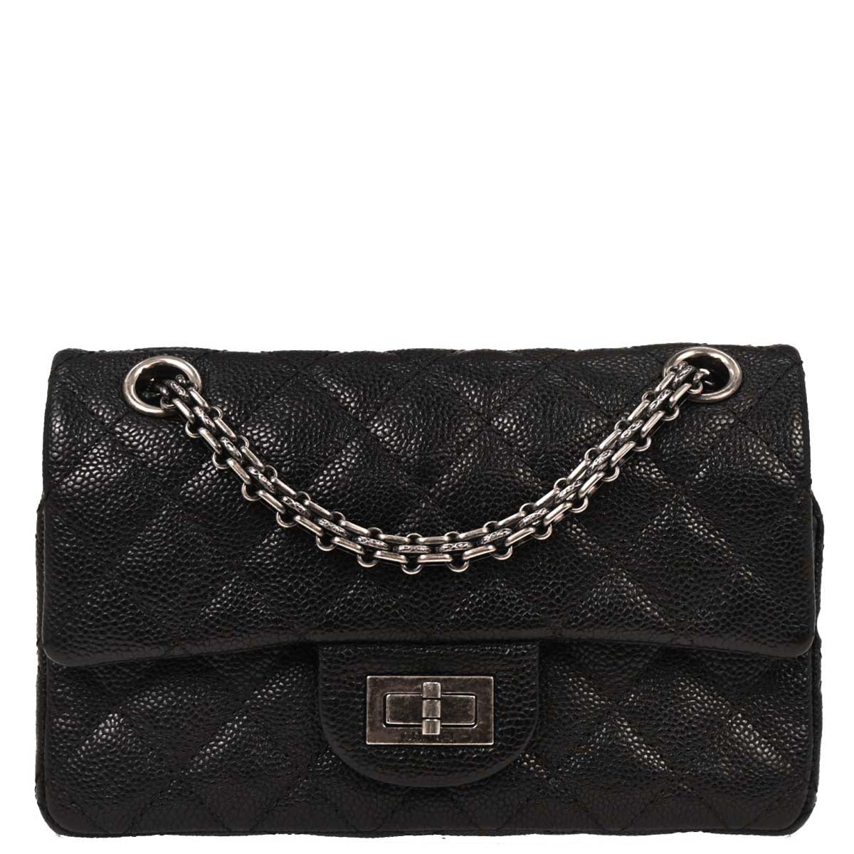 Chanel Black Caviar 2.55 Double Flap Shoulder Bag