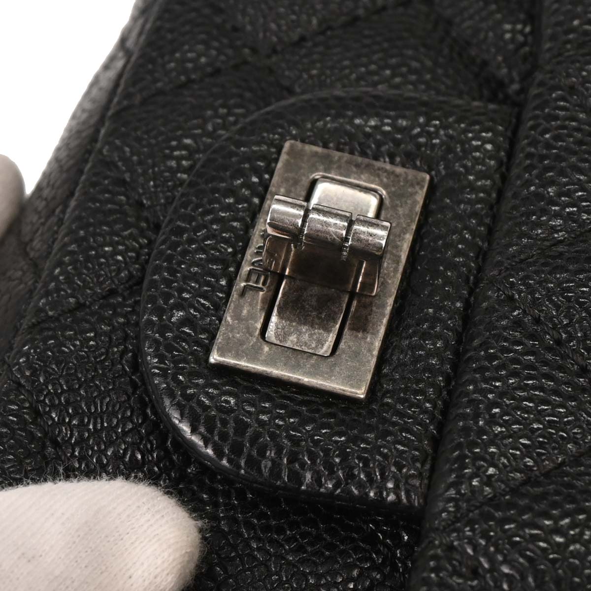 Chanel Black Caviar 2.55 Double Flap Shoulder Bag