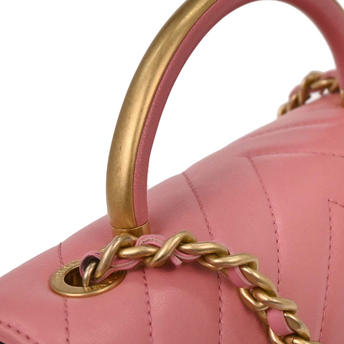 Chanel 2019 Pink Calfskin Chevron 2way Shoulder Handbag