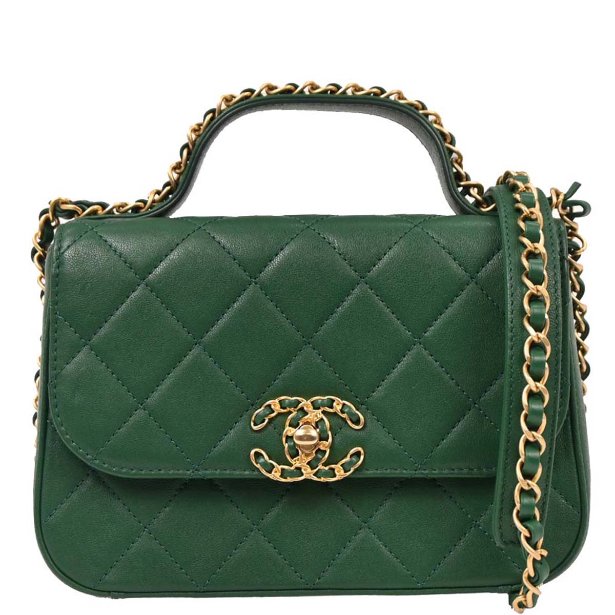 Chanel 2019 Green Lambskin 19 Infinity Chain 2way Shoulder Handbag