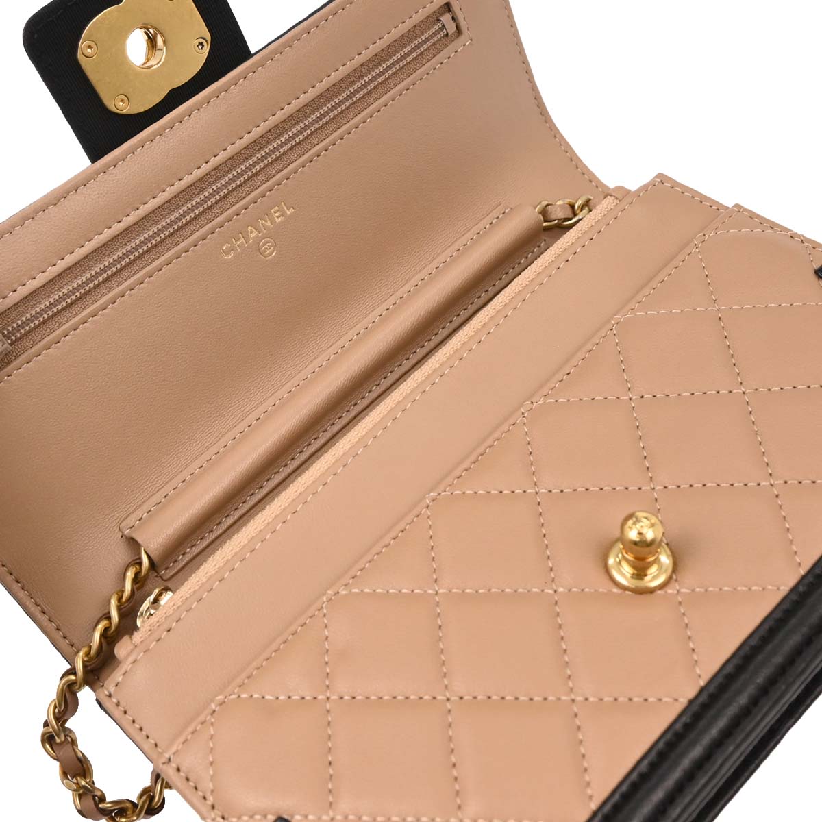 Chanel Beige Lambskin Elegant CC WOC Wallet on Chain