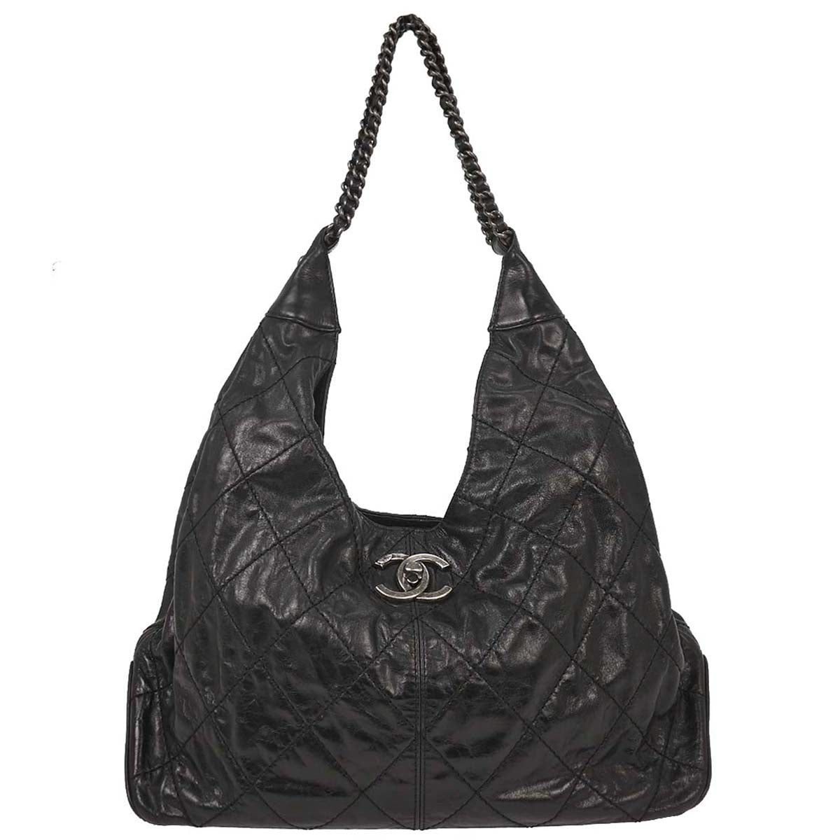 Chanel Black Calfskin Hobo Handbag