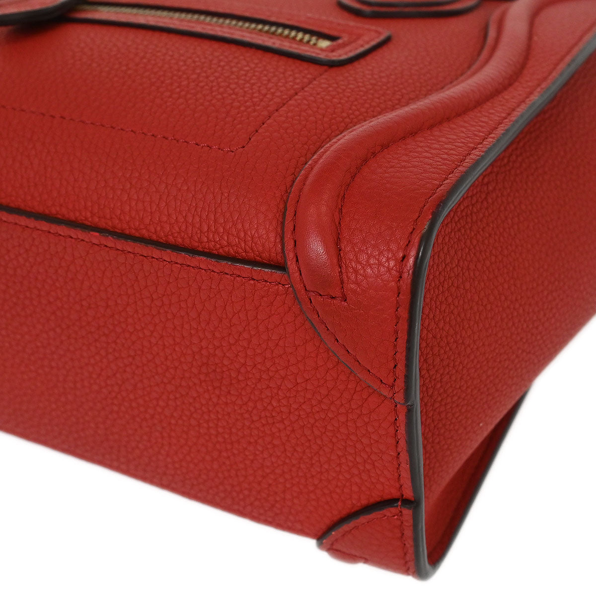 Celine Red Leather Nano Luggage Tote Handbag