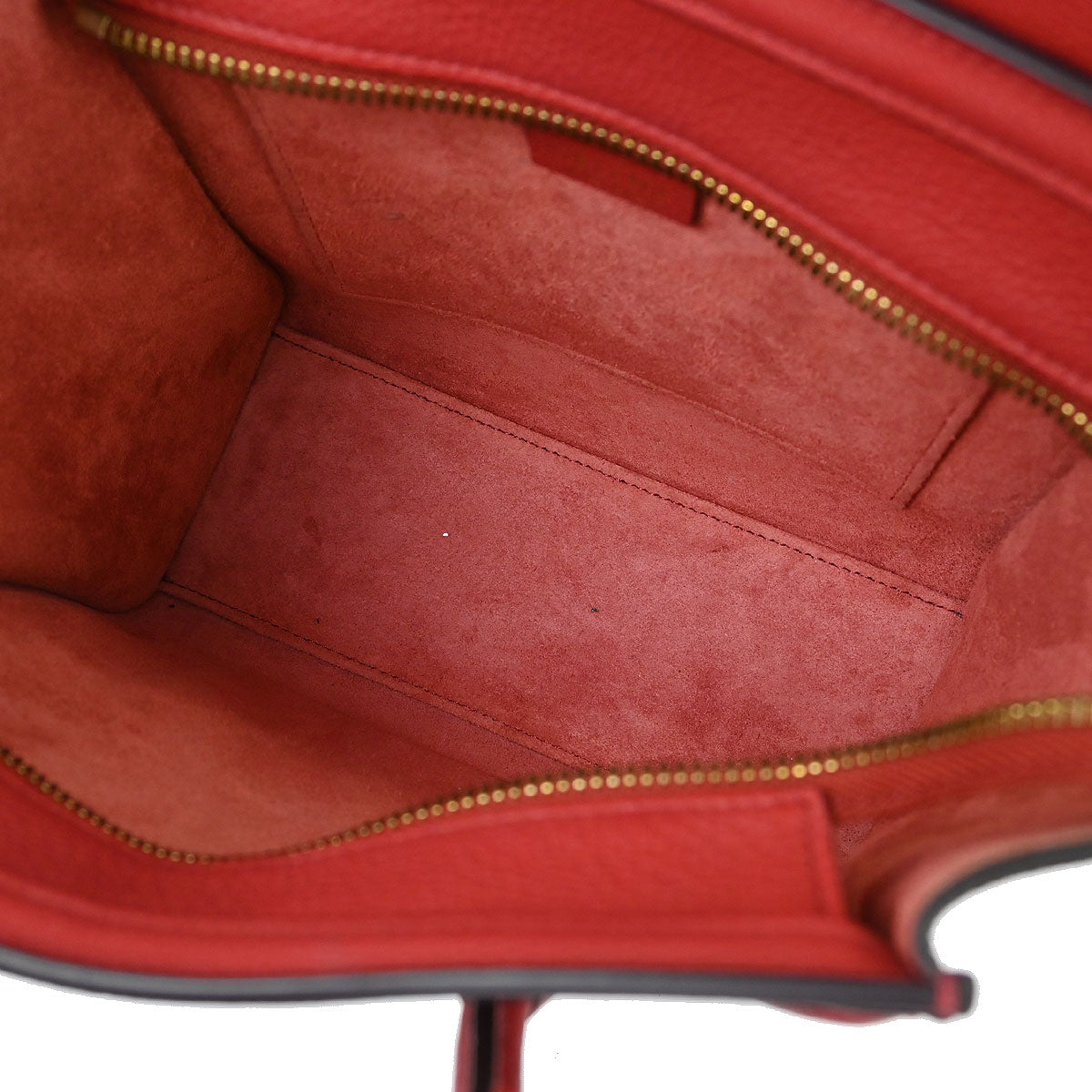 Celine Red Leather Nano Luggage Tote Handbag