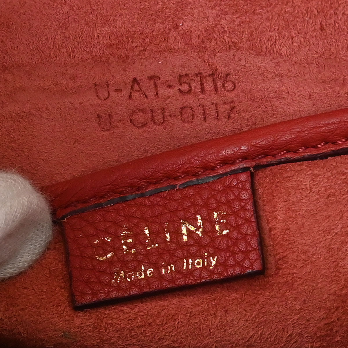 Celine Red Leather Nano Luggage Tote Handbag