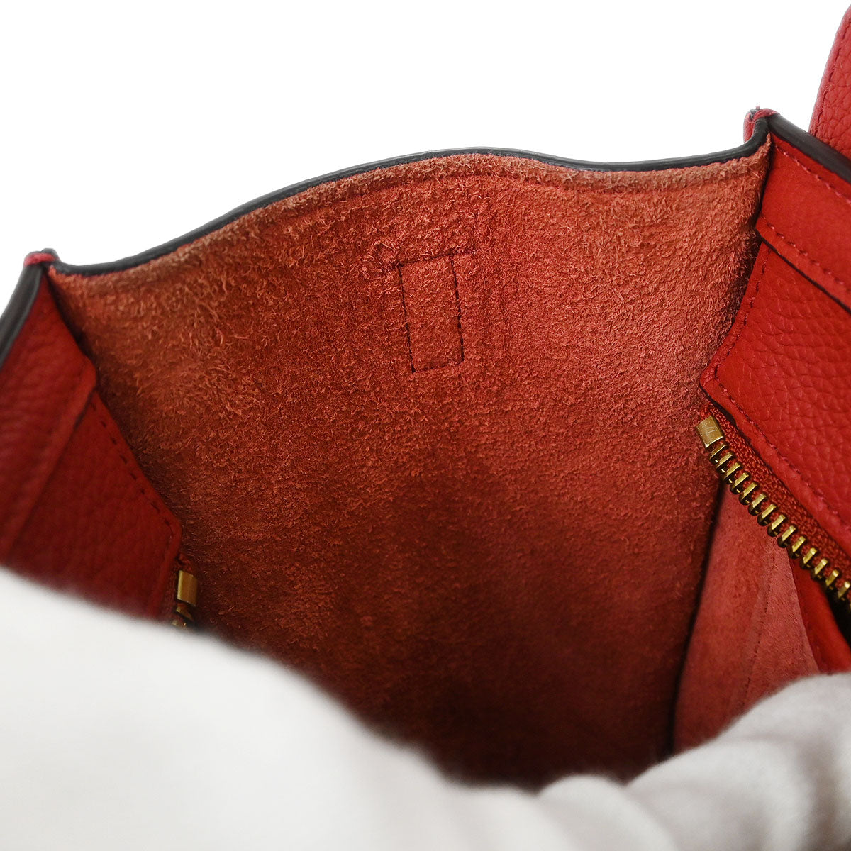 Celine Red Leather Nano Luggage Tote Handbag