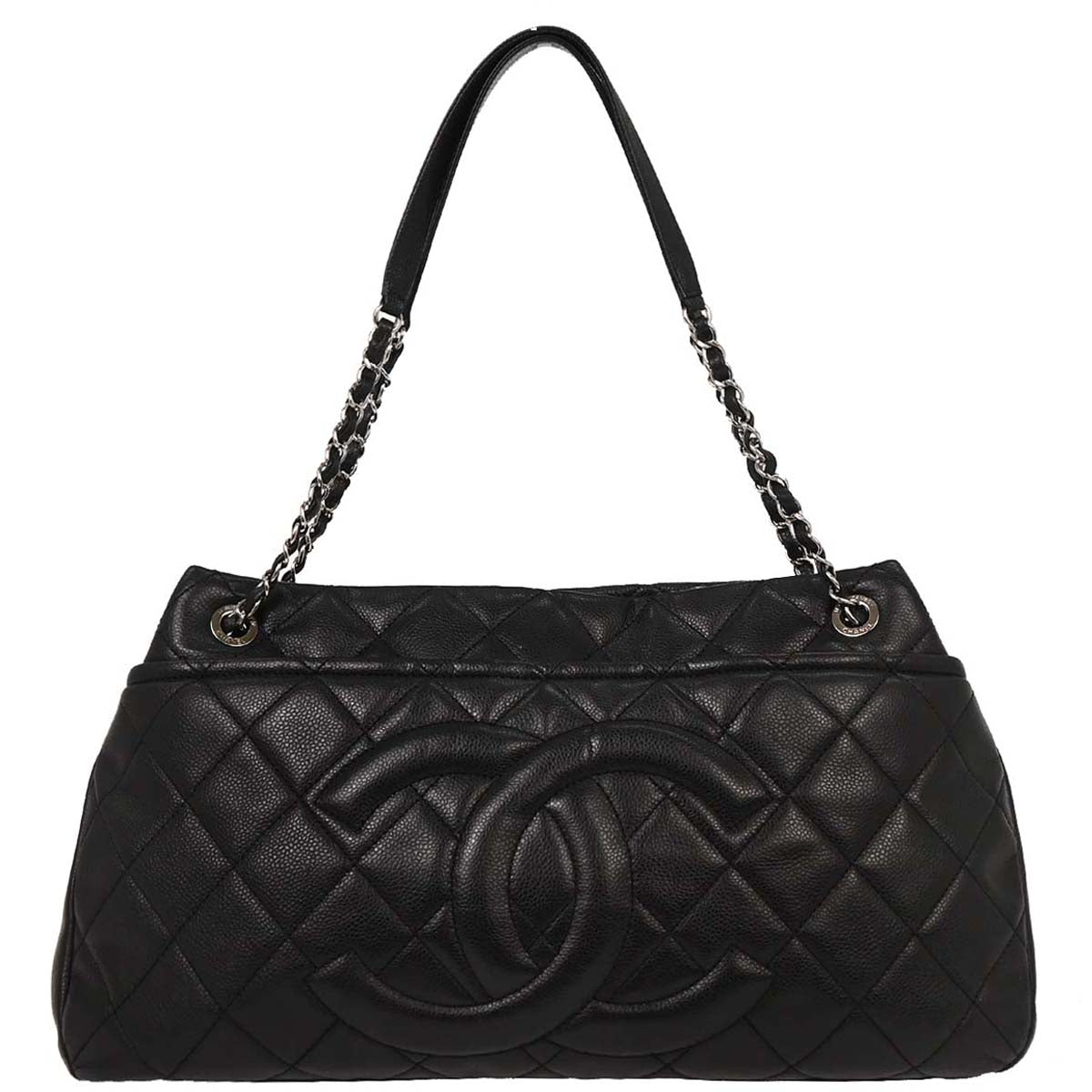 Chanel Black Caviar Tote Chain Handbag