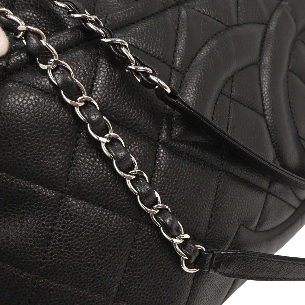 Chanel Black Caviar Tote Chain Handbag
