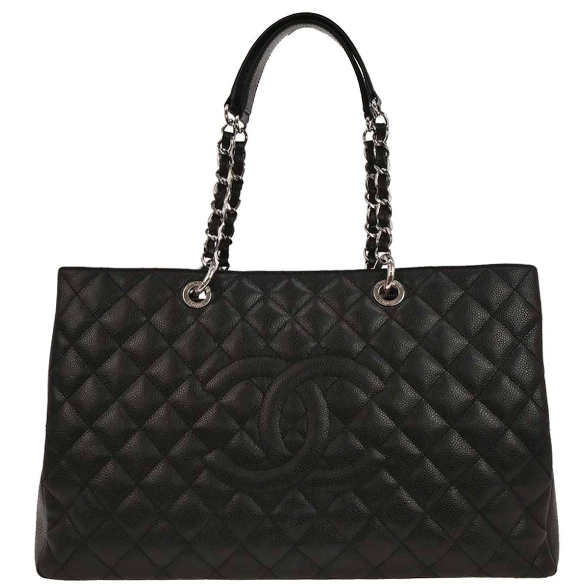 Chanel Black Caviar Grand Shopping Tote GST XL Chain Handbag