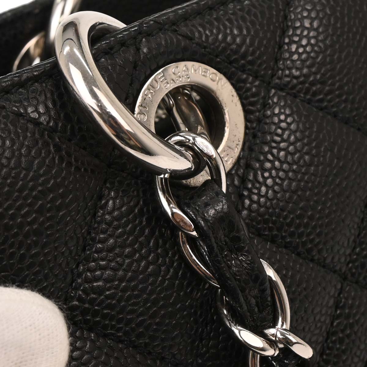 Chanel 2011 Black Caviar Grand Shopping Tote GST Chain Handbag