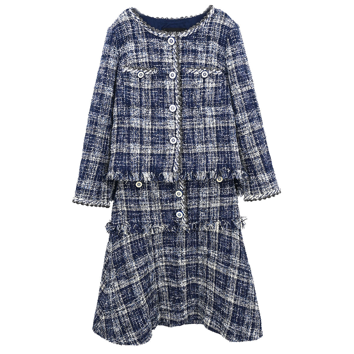 Chanel Setup Suit Jacket Skirt Navy #36