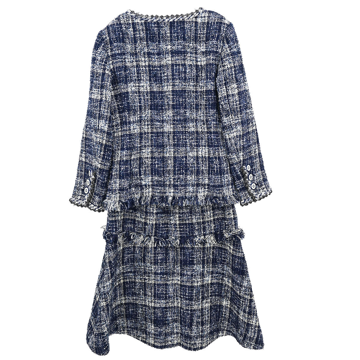 Chanel Setup Suit Jacket Skirt Navy #36