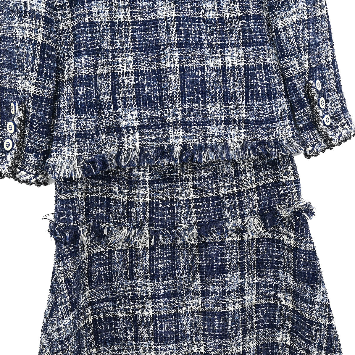 Chanel Setup Suit Jacket Skirt Navy #36