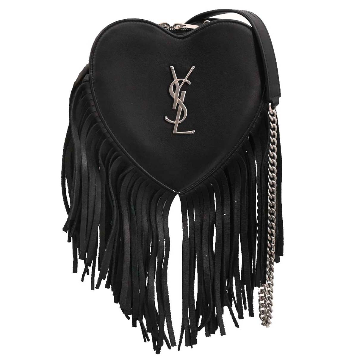 Saint Laurent Black Love Fringe Shoulder Bag